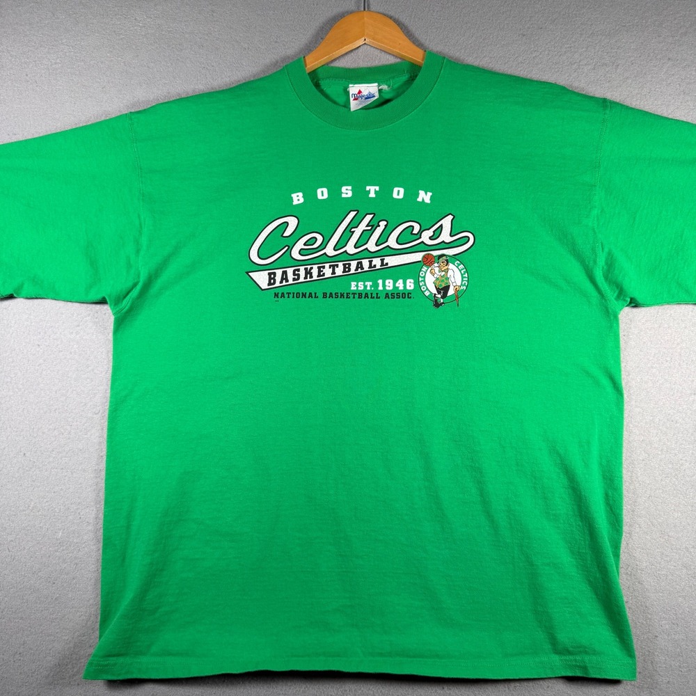 Majestic Mens Boston Celtics Basketball Graphic T-Shirt Green XXL NBA Est 1946